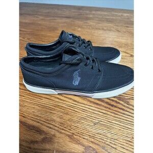 POLO Ralph Lauren Pony Sneakers Faxon Low Top Black Men's 11 D, Canvas Boat Shoe